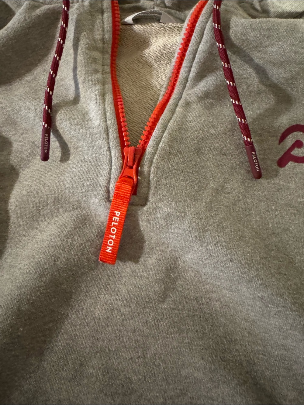 Peloton Gray Half Zip Hoodie Sweatshirt Logo Pullover Women’s Medium - Picture 4 of 9